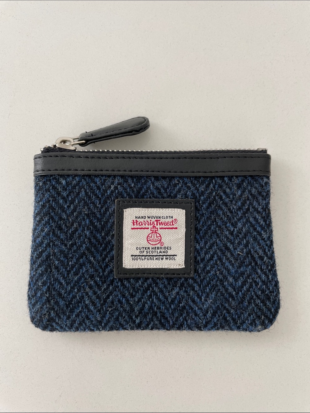 Harris Tweed Navy Zip Coin and Card Pouch Wallet - Picture 13 of 15